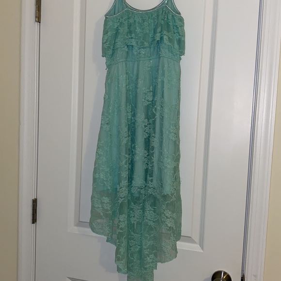 Love Reign blue/green skinny strap dress with lace. Size S. - Picture 5 of 7